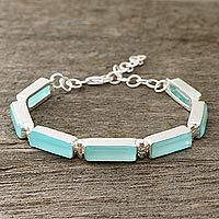 Chalcedony link bracelet, Fascinating Blue