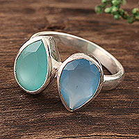 Chalcedony cocktail ring, Teardrop Sparkle