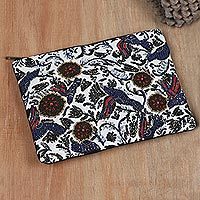 Beaded cotton clutch bag, Floral Glam