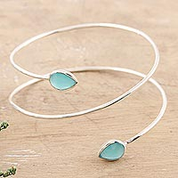 Chalcedony cuff bracelet, Aqua Drop