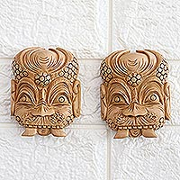 Wood wall sculptures, Nazar Battu Spell (pair)