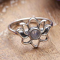 Rainbow moonstone cocktail ring, Majestic Lotus