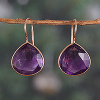 Rose gold-plated amethyst drop earrings, Spiritual Sparks