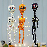 Wool felt decorations, Skeleton Dance (set of 3)