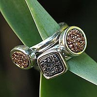 Brazilian drusy agate stacking rings, Samba Glitz (set of 3)