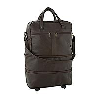 Expandable leather wheeled travel bag, Style Traveler