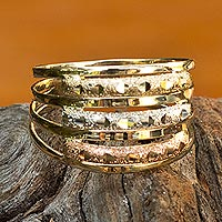 Tri-color gold cocktail ring, Tricolor Ensemble