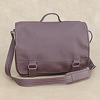 Leather laptop bag, Universal in Maroon (double)