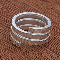 Sterling silver band ring, Spiral Texture