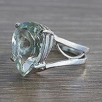 Prasiolite solitaire wrap ring, Spiritual Soul