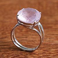 Rose quartz solitaire ring, Dawn Cloud