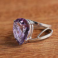 Amethyst solitaire ring, Crystalline Tears