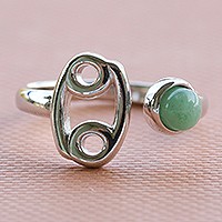 Green quartz cocktail ring, Sign of Cancer