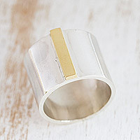 Gold-accented band ring, Golden Column