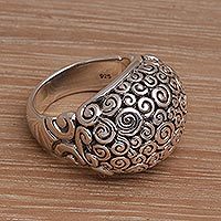 Sterling silver dome ring, Cloud Bubble