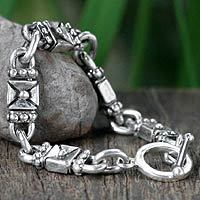 Sterling silver link bracelet, Lock and Key