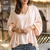 Cotton blend tunic, Peach Glory