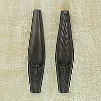 Ashanti wood masks, Fighting Spirit (pair)