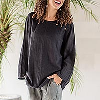 Cotton blouse, Modern Look in Black