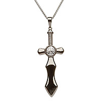 Mens black rhodium plated pendant necklace, Nuada