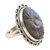 Labradorite cocktail ring, 'Aurora Garden' - Flower Motif Hand Carved Labradorite Ring