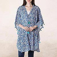 Short cotton caftan, Blue Resort