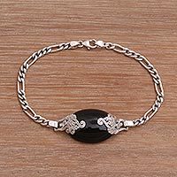 Onyx and sterling silver pendant bracelet, Midnight Grove