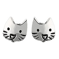 Sterling silver stud earrings, Sweet Kitty