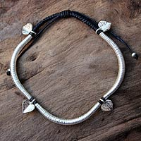 Silver charm bracelet, Loving Hearts