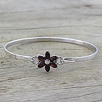 Garnet pendant bracelet, Marquise Flower