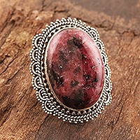 Rhodonite cocktail ring, Roses and Lace