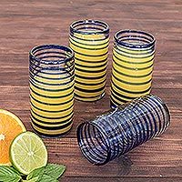 Blown glass tumblers, Whirlwind (set of 4)