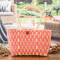 Handwoven tote, Delightful Day in Strawberry