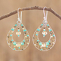 Crystal dangle earrings, Turquoise Crystal Sparkle