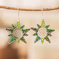 Beaded dangle earrings, Stellar Green