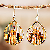 Glass beaded dangle earrings, Glowing Contrasts