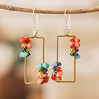 Crystal and glass beaded dangle earrings, Precious Shades