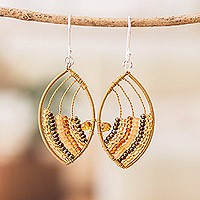 Beaded dangle earrings, Fashionable Gold