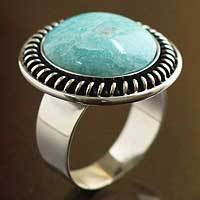 Amazonite cocktail ring, Moon Over Lima