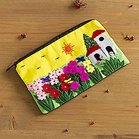 Applique cosmetic bag, Sunny Afternoon