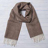 Mens 100% baby alpaca scarf, Lovely Chestnut