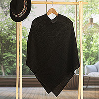 100% alpaca poncho, Enchanted Evening in Black