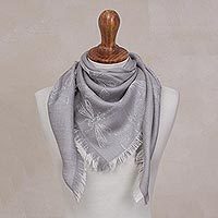 Baby alpaca and silk blend reversible scarf, Dragonfly in Pearl Grey