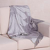 100% baby alpaca reversible throw blanket, Impact in Grey