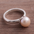 Cultured pearl cocktail ring, 'Pink Nascent Flower' - Cultured Pearl and Silver Cocktail Ring in Pink from Peru