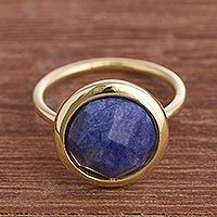 Gold plated sodalite single stone ring, Magic Pulse