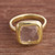 Gold plated quartz single stone ring, 'Beautiful Soul' - Square Gold Plated Sodalite Single Stone Ring from Peru