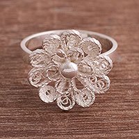 Sterling silver filigree cocktail ring, Exquisite Blossom