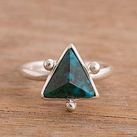 Chrysocolla cocktail ring, Green Pyramid