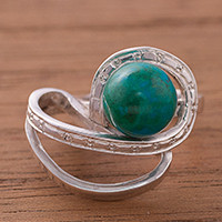 Chrysocolla cocktail ring, Verdant Infinity